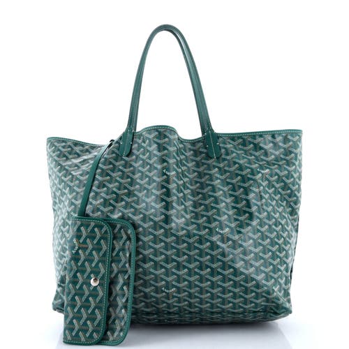 Pre-owned Goyard  Goyard Saint Louis Tote Coated Canvas Gm In Green
