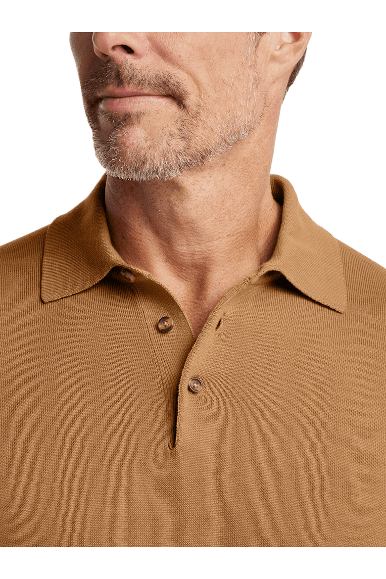 Supima Cotton Three Button Polo, Alternate, color, Light Brown
