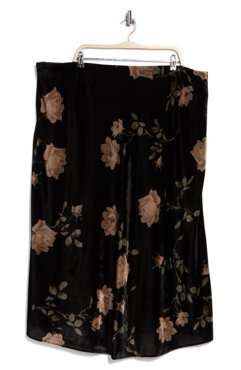 Floral Velvet Skirt (Plus)