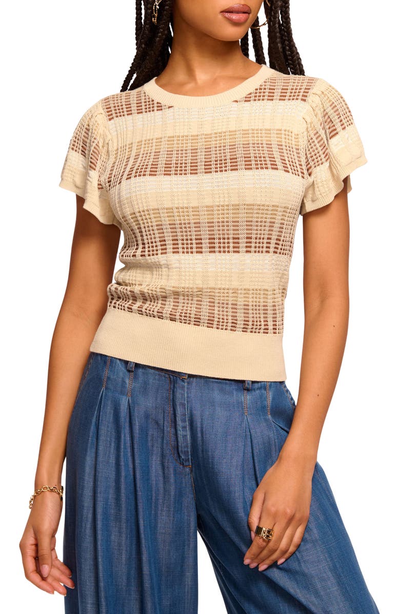 Ramy Brook Rebecca Short Sleeve Sweater, Main, color, Light Bone Combo