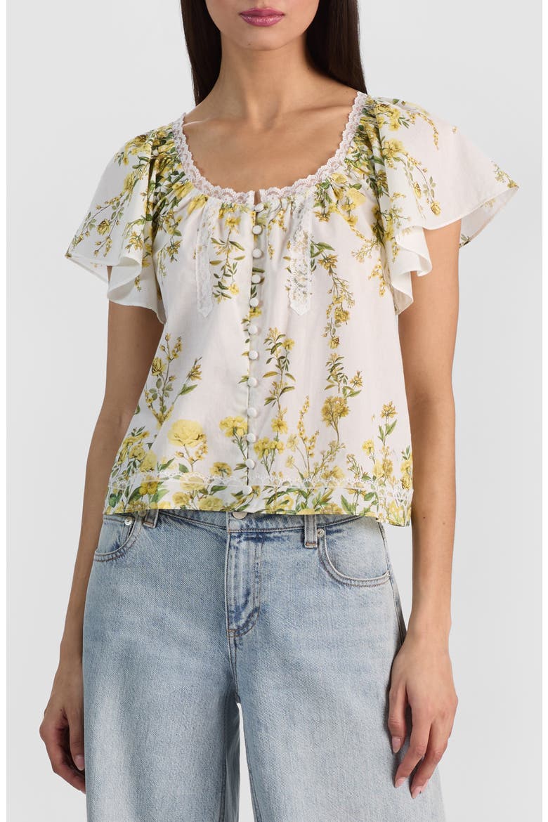 Odette Flutter Sleeve Top, Main, color, FRESH AIR BUTTER