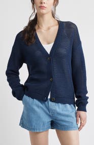 Caslon® Open Stitch Cotton Cardigan