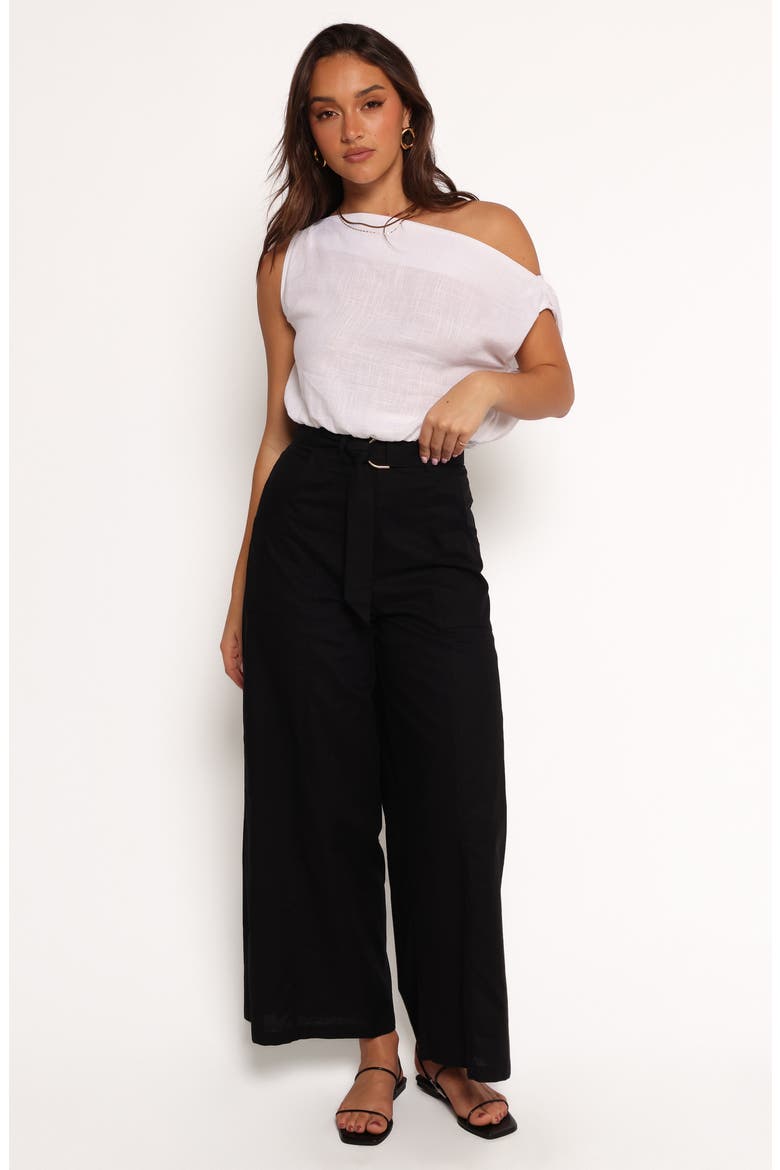 Sadie Cotton & Linen Wide Leg Pants, Alternate, color, BLACK