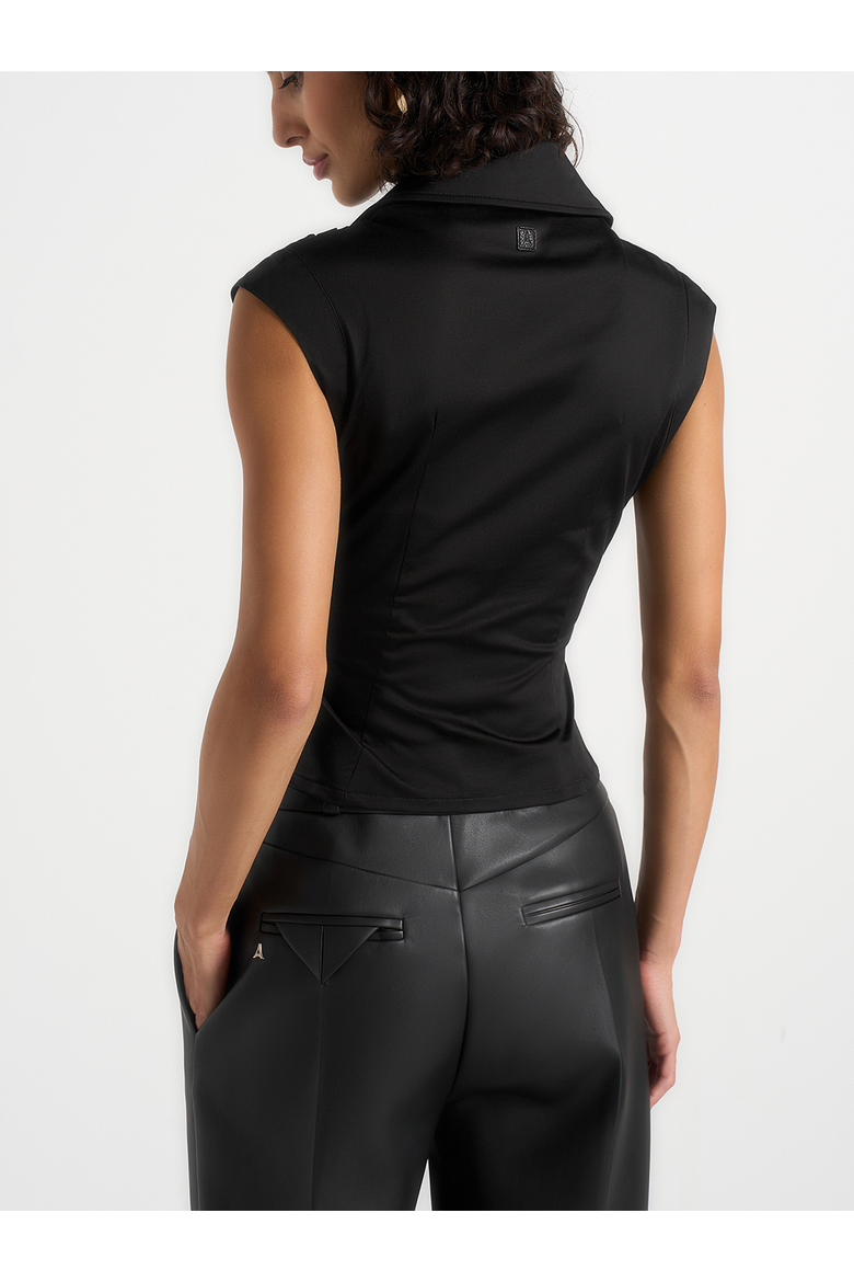 Yvette Gathered Twist Sleeveless Top, Alternate, color, Black