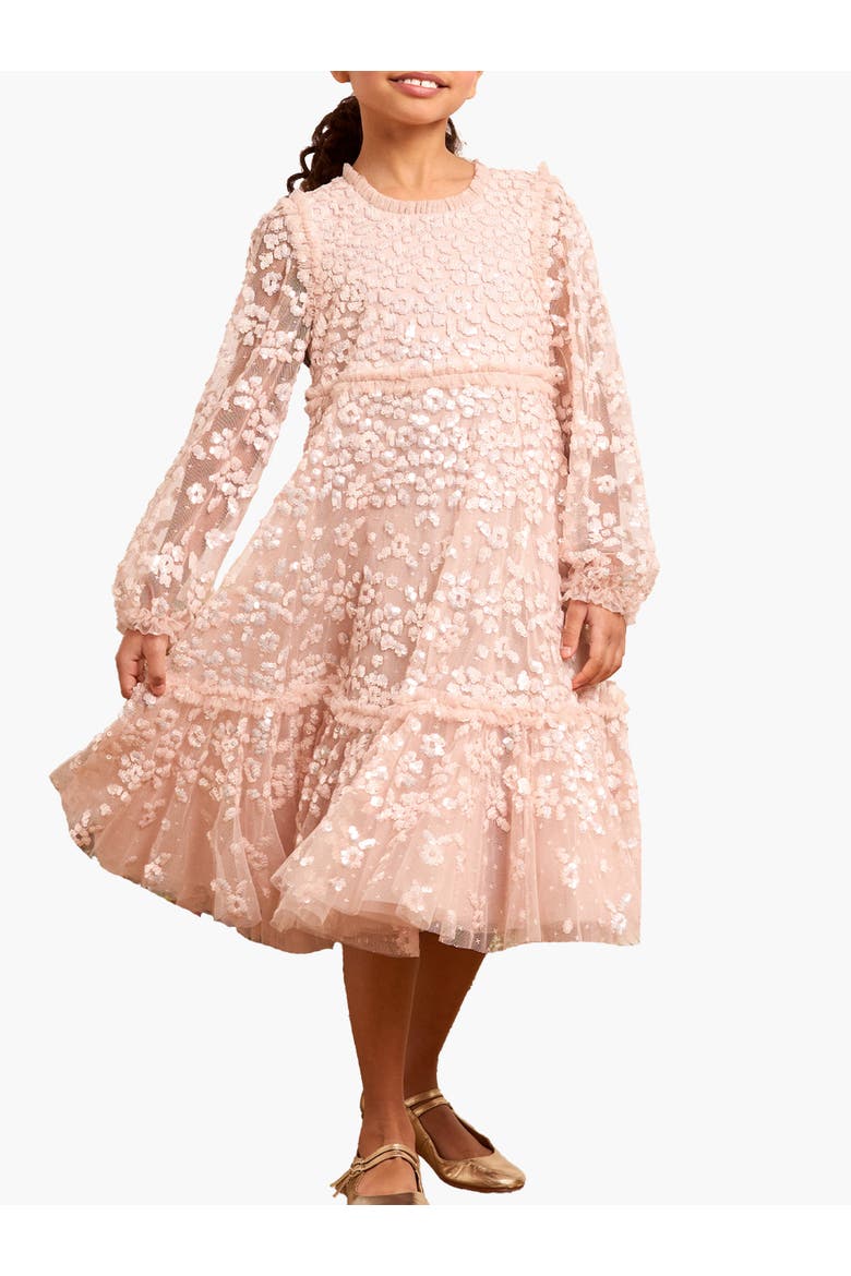 Maeva Long Sleeve Kids Dress, Main, color, Pearl Pink