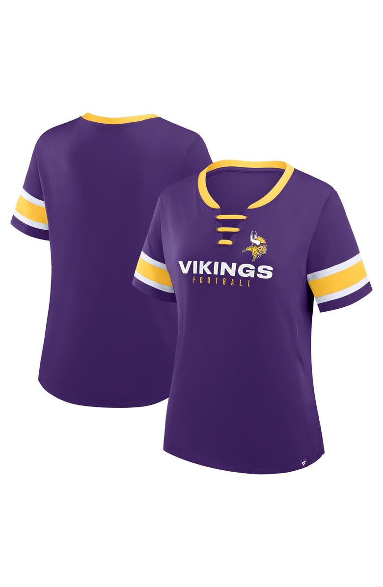 FANATICS Women's Fanatics Purple Minnesota Vikings Redzone Draw Play Athena Lace-Up T-Shirt, Main, color, Purple