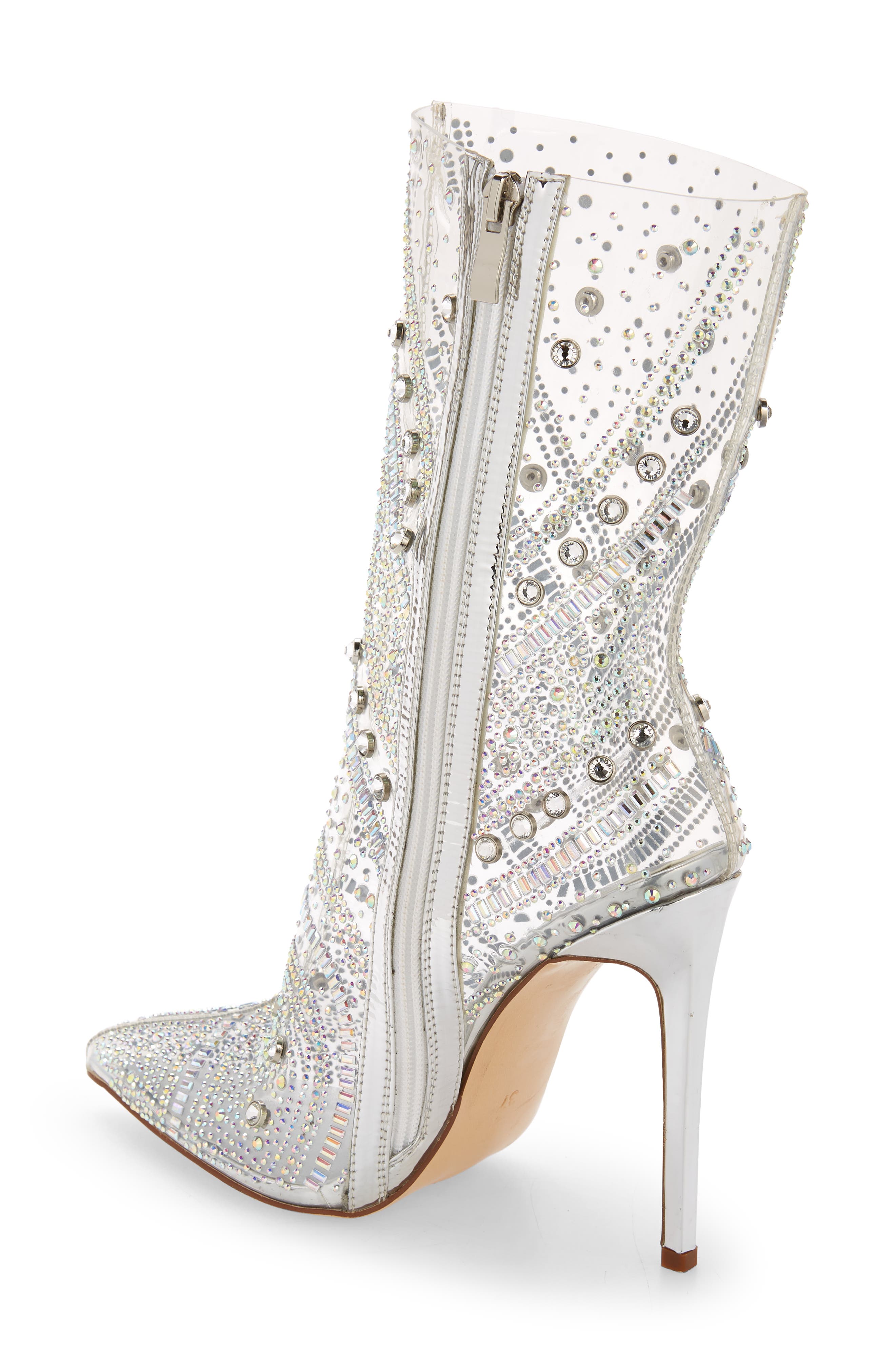 AZALEA WANG Nabila Crystal Clear Pointed Toe Boot, Alternate, color, 