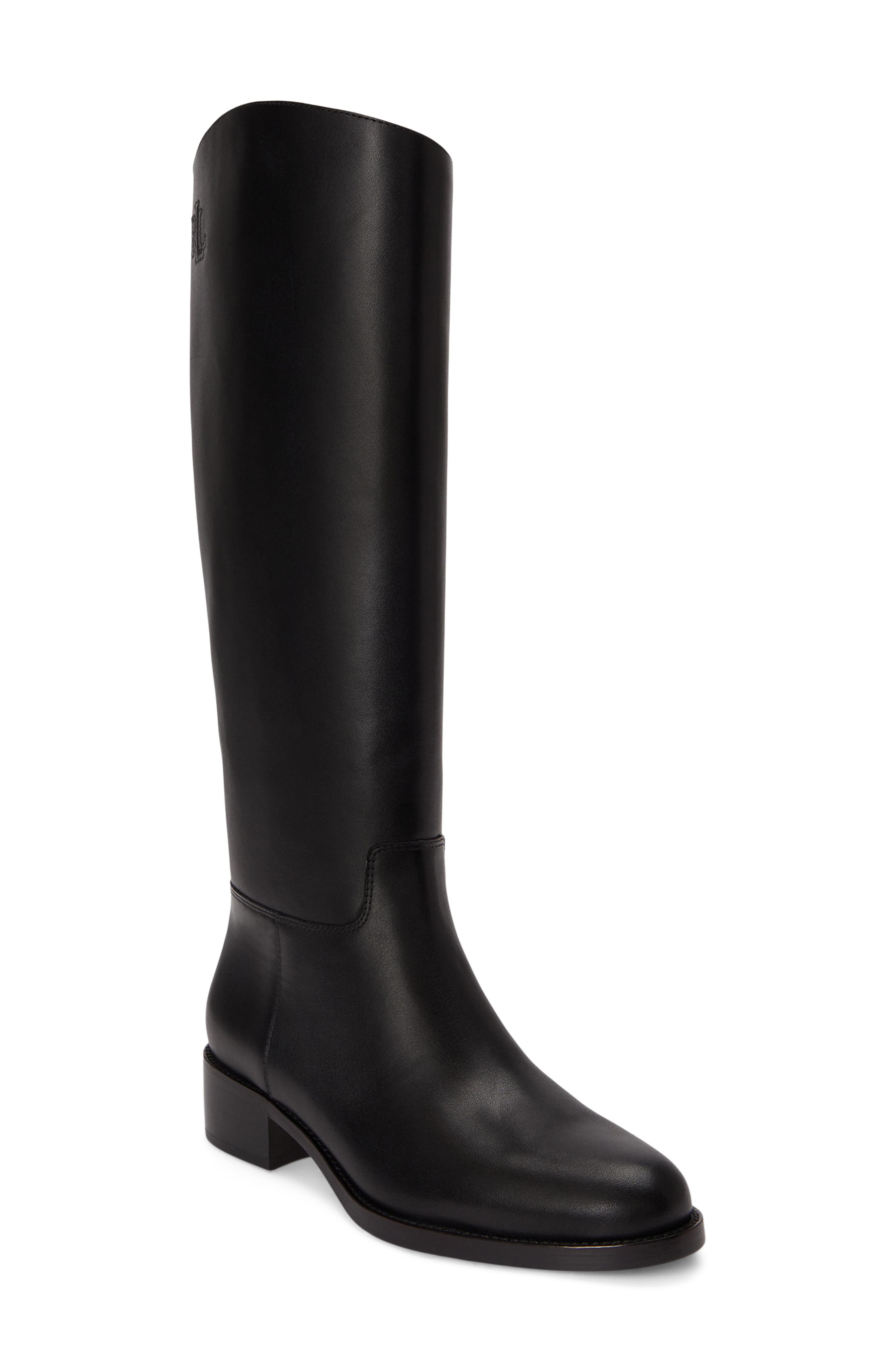 Kyle Tall Leather Boot, Main, color, BLACK