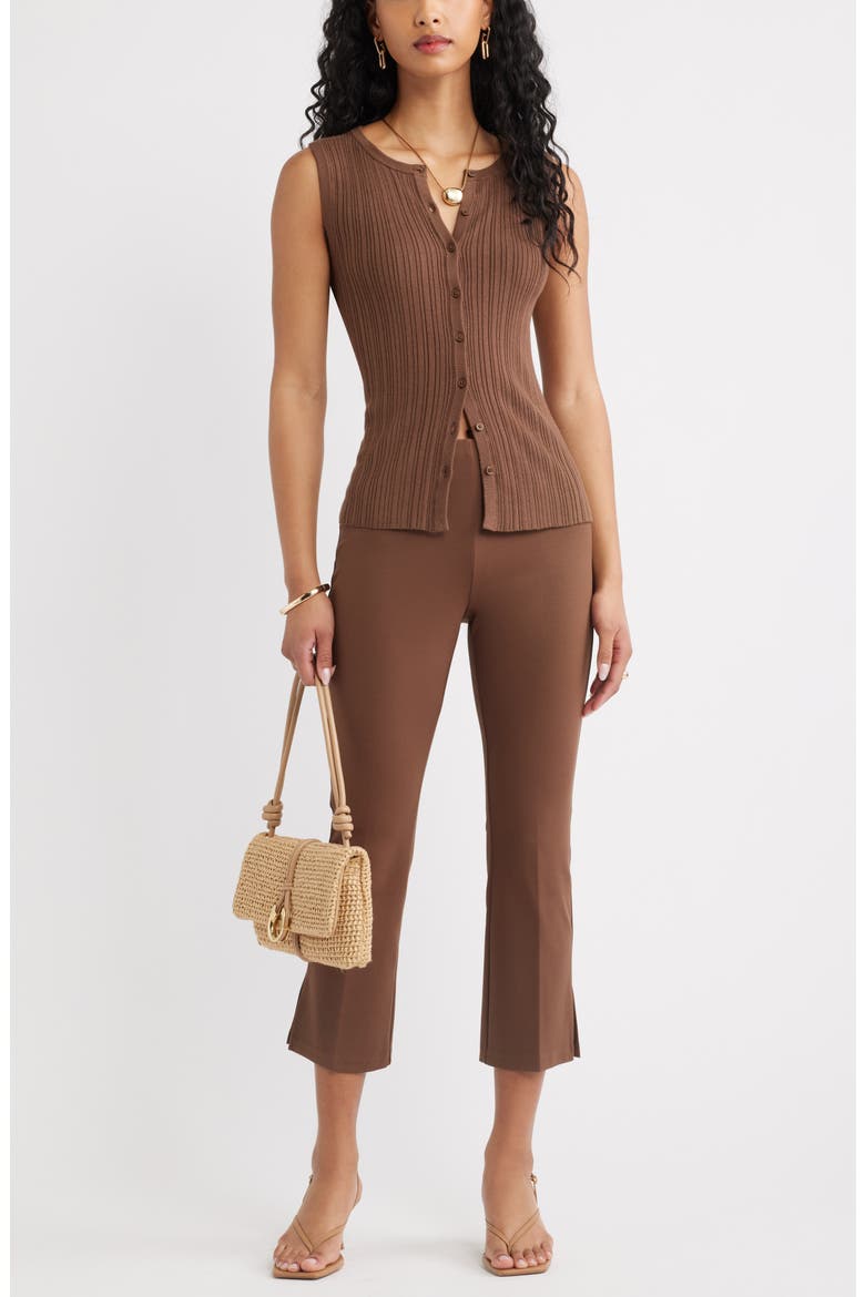 Kick Flare Stretch Twill Pants, Alternate, color, BROWN TERRA