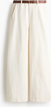 H&M Wide Belted Twill Trousers