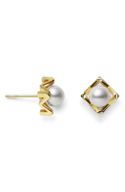 M Cultured Pearl Stud Earrings