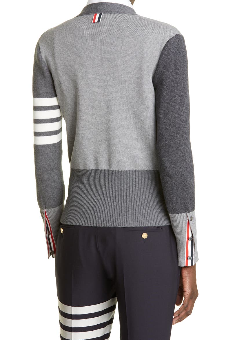 Colorblock 4-Bar Cotton Cardigan, Alternate, color, TONAL GREY