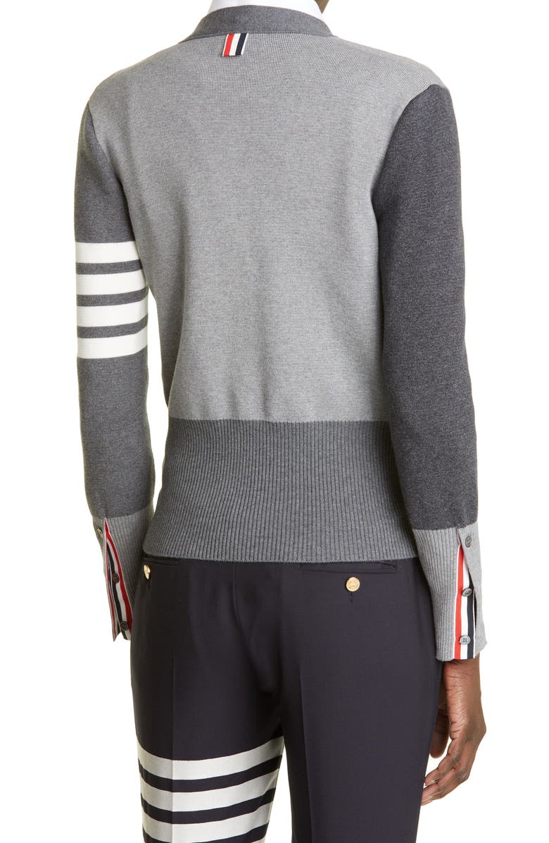 Thom Browne Colorblock 4-Bar Cotton Cardigan, Alternate, color, 