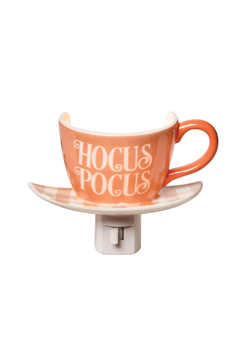 Hocus Pocus Halloween Decorative Night Light Teacup Figurine Decoration, Main, color, Orange