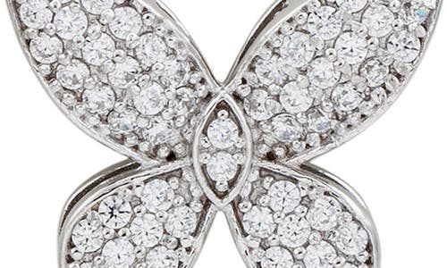 Suzy Levian Pavé Cubic Zirconia Butterfly Pendant Necklace In Metallic