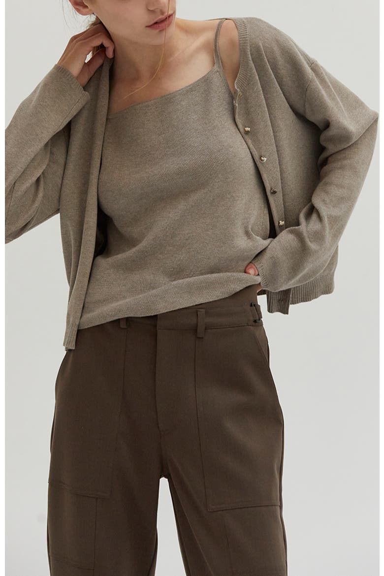 Cardigan Set, Alternate, color, Taupe