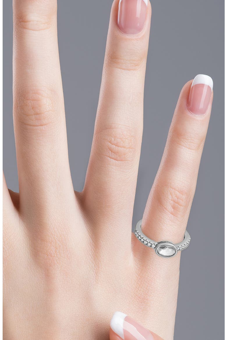 Oval CZ Pave Band Pinky Ring, Alternate, color, CLEAR/ SILVER