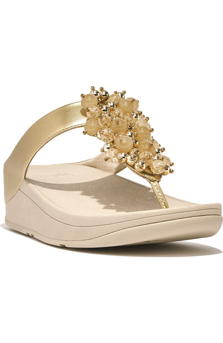 FitFlop Fino Bauble-bead toe-post sandals, Main, color, Platino
