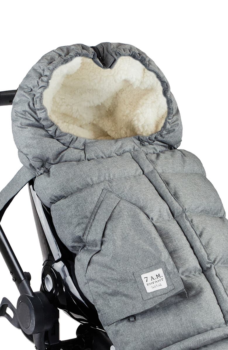 7 A.M. Enfant 212 evolution<sup>®</sup> Extendable Stroller & Car Seat Waterproof Footmuff, Alternate, color, Heather Grey