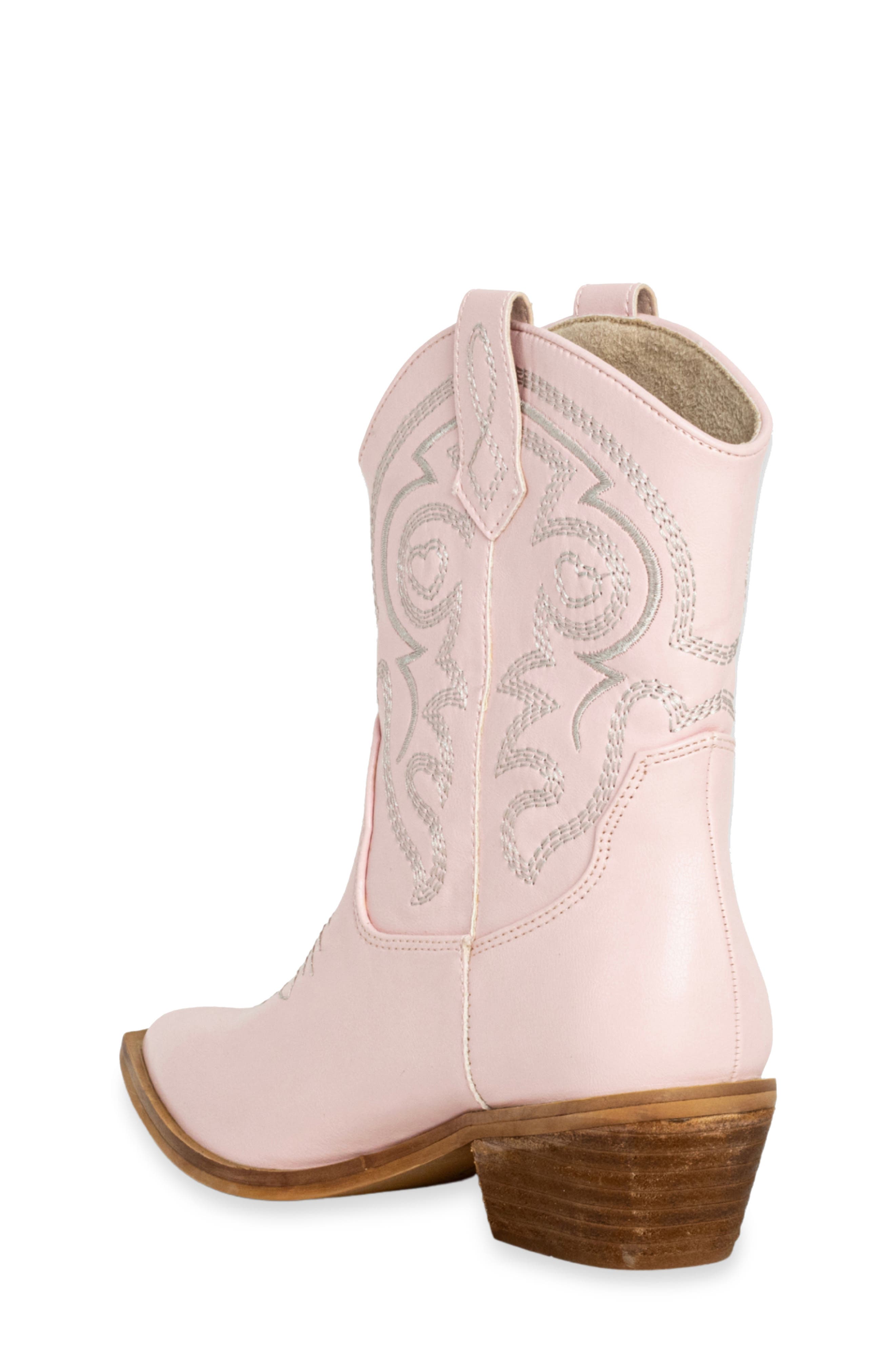 Kids' Zita Mini Western Boot, Alternate, color, LIGHT PINK