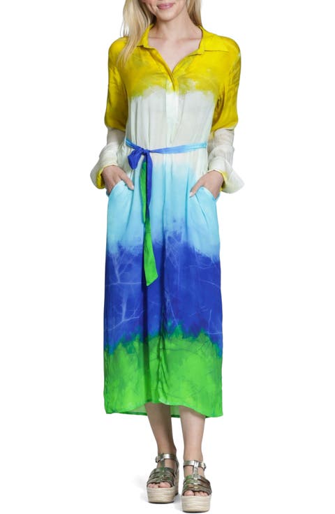 Mix Print Long Sleeve Dress