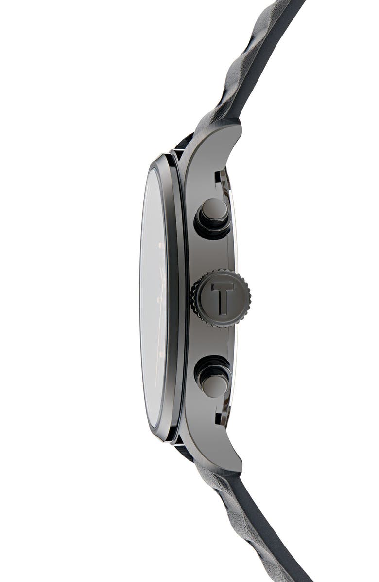 Ted Baker Fulmaar Chronograph Leather Strap Watch, 44mm, Alternate, color, Black