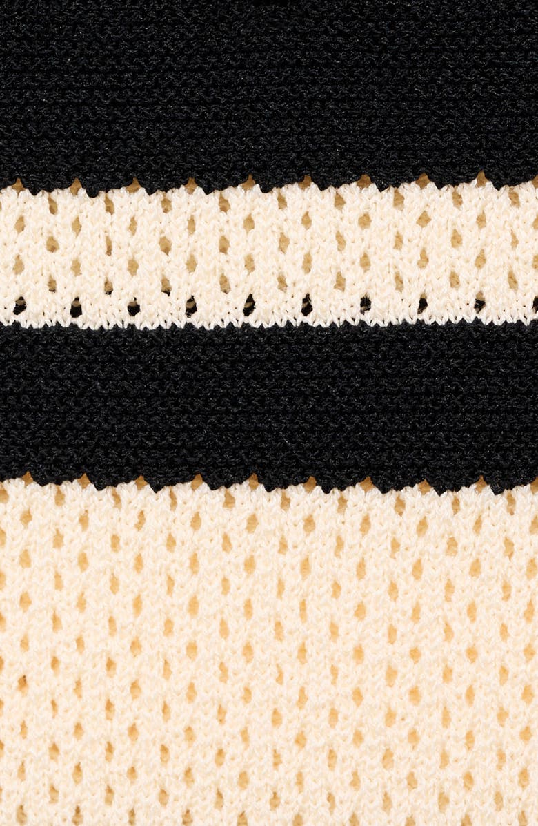 MANGO Stripe Knit Midi Skirt, Alternate, color, Black