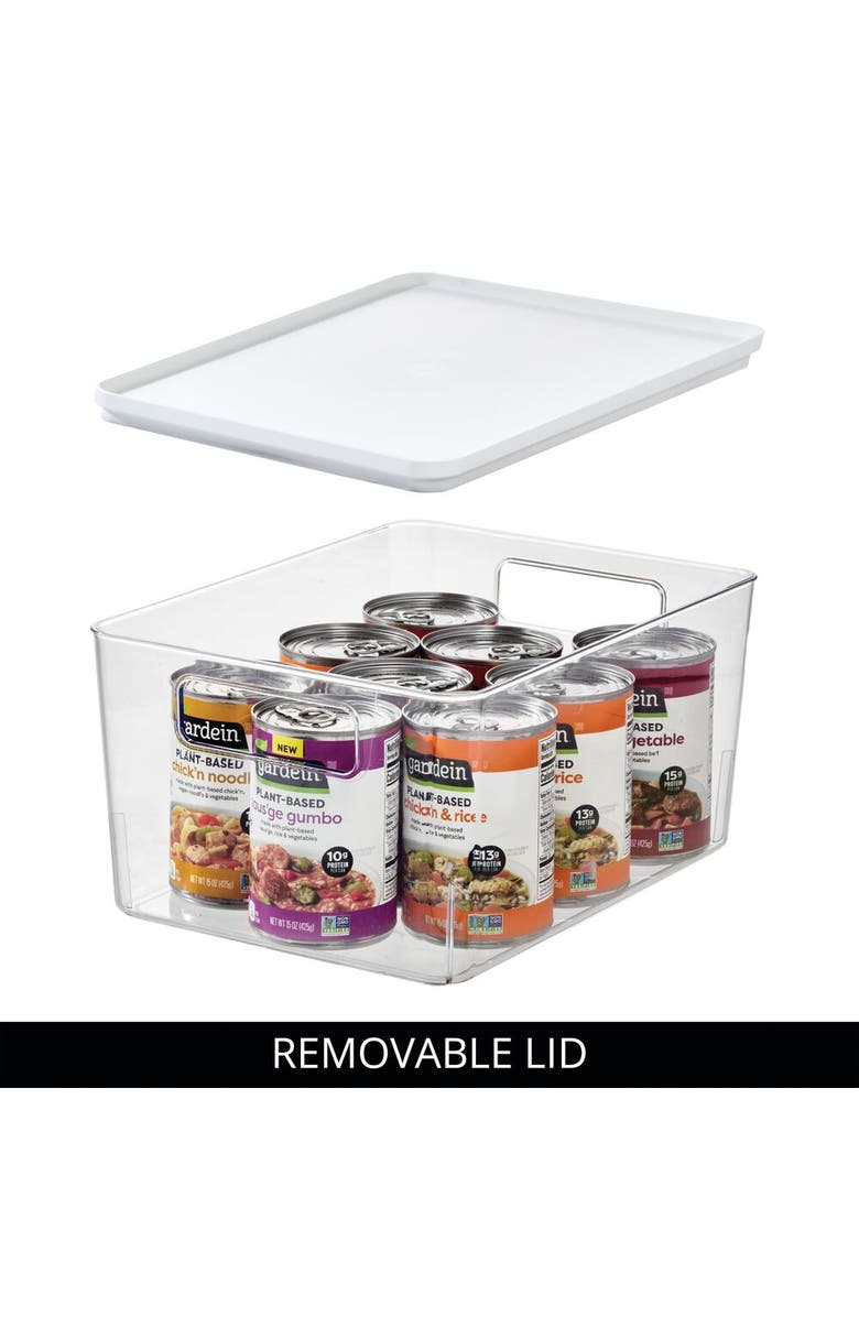 Basic Pantry Bin with Removable Lid - Plastic Storage Bin with Handles - Set of 6, Clear/White, Alternate, color, Clear