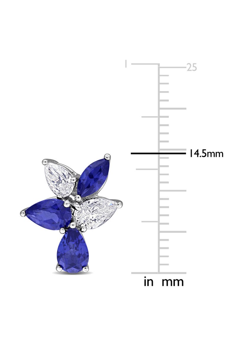 Lab-Created Sapphire & Diamond Cluster Earrings, Alternate, color, Created Blue Sapphire