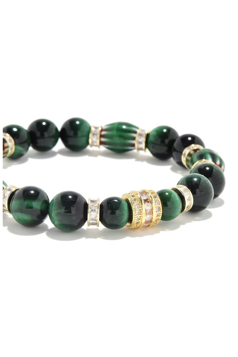 Men's Christopher Stretch Bracelet with Golden Spacers, Alternate, color, GREEN