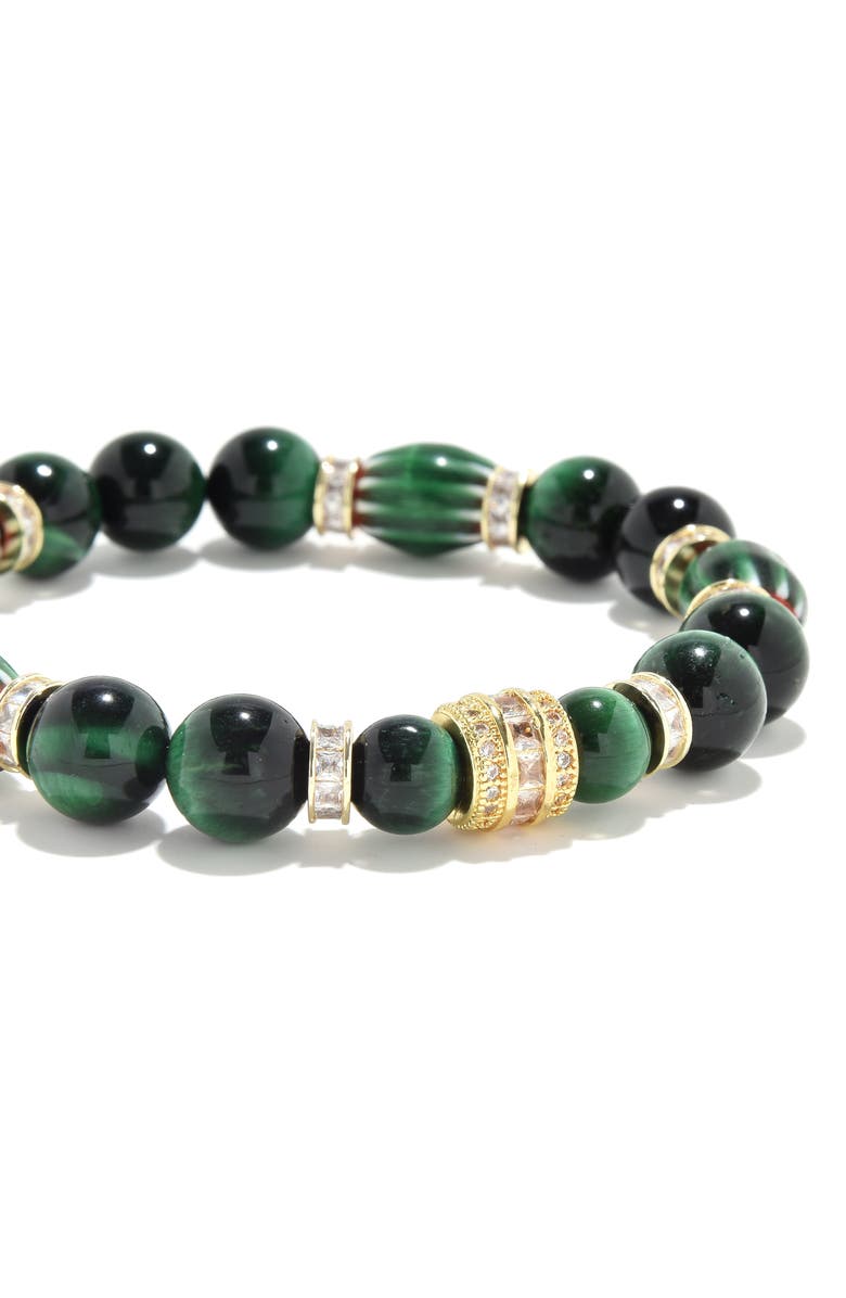 EYE CANDY LOS ANGELES Men's Christopher Stretch Bracelet with Golden Spacers, Alternate, color, Green