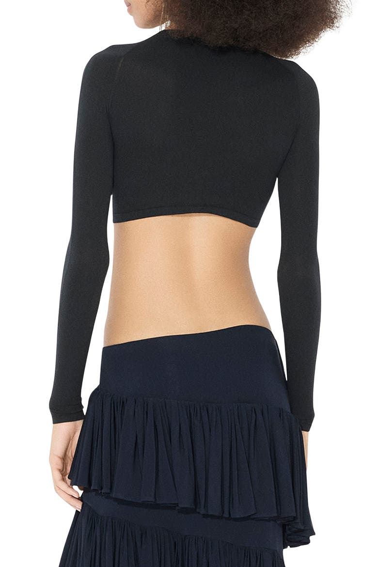 Long Sleeve Crop Top, Alternate, color, NOIR ALAIA