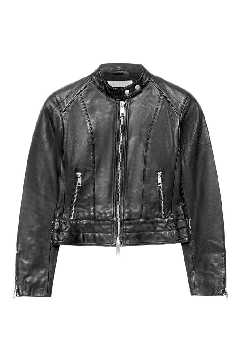 Comet Leather Jacket, Alternate, color, BLACK