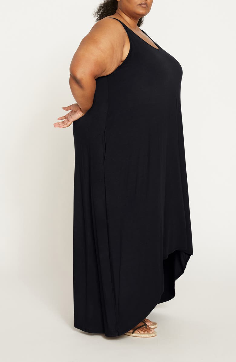 Universal Standard Athena Divine Sleeveless Jersey High-Low Maxi Dress, Alternate, color, Black