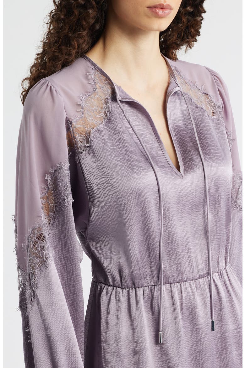 Dlassys Long Sleeve Satin & Lace Dress, Alternate, color, LT PAST/PR