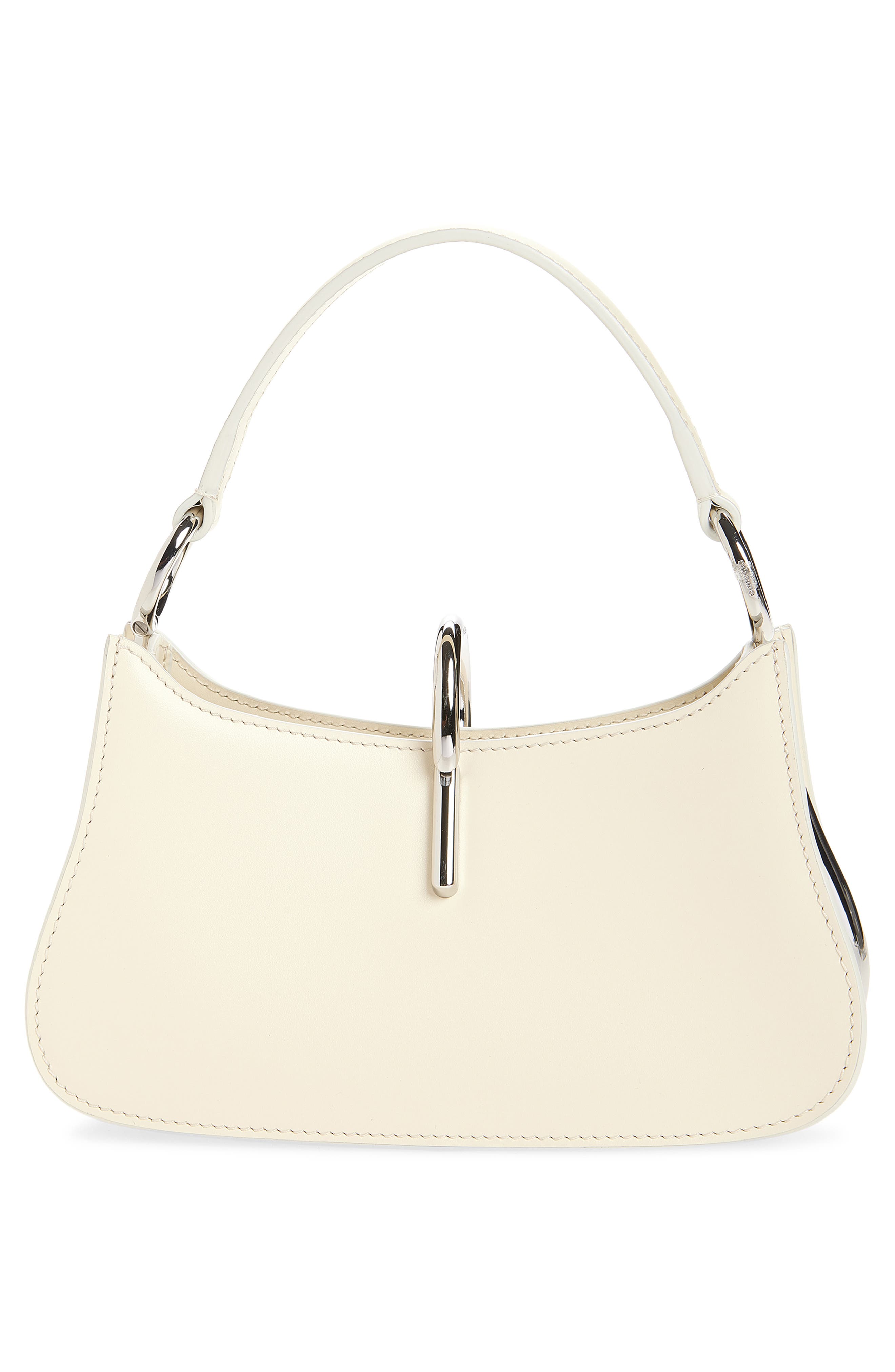 Rabanne Micro Ring Leather Top Handle Bag, Alternate, color, Ivory/ Silver
