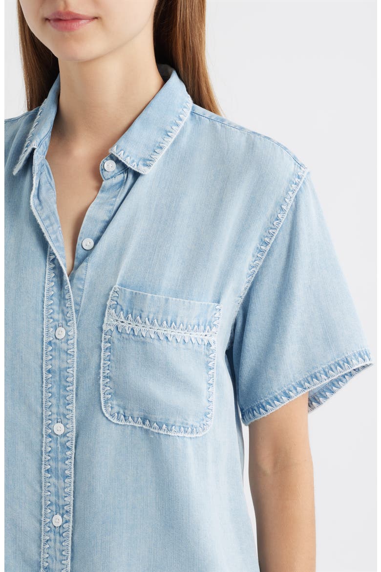 Lea Stitch Accent Button-Up Shirt, Alternate, color, MEDIUM CLOUD WASH