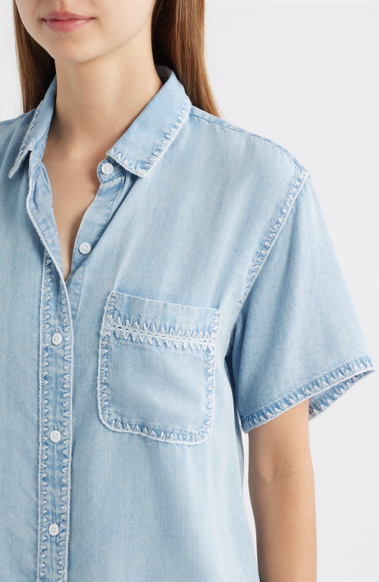 Rails Lea Stitch Accent Button-Up Shirt, Alternate, color, Medium Cloud Wash