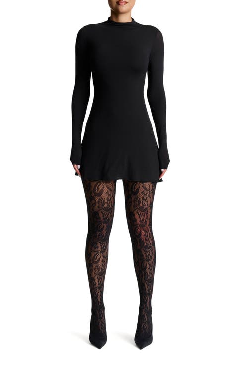 Funnel Neck Long Sleeve Minidress