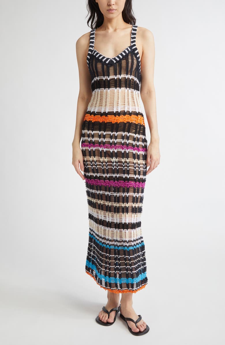 ZANKOV Libiana Stripe Openwork Sweater Dress, Main, color, Ice Multi