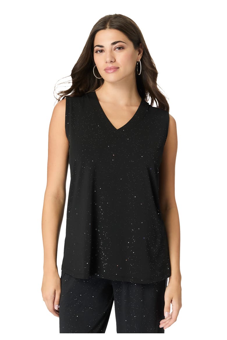 Ultrasmooth® Fabric V Neck Tank, Main, color, BLACK SPARKLE