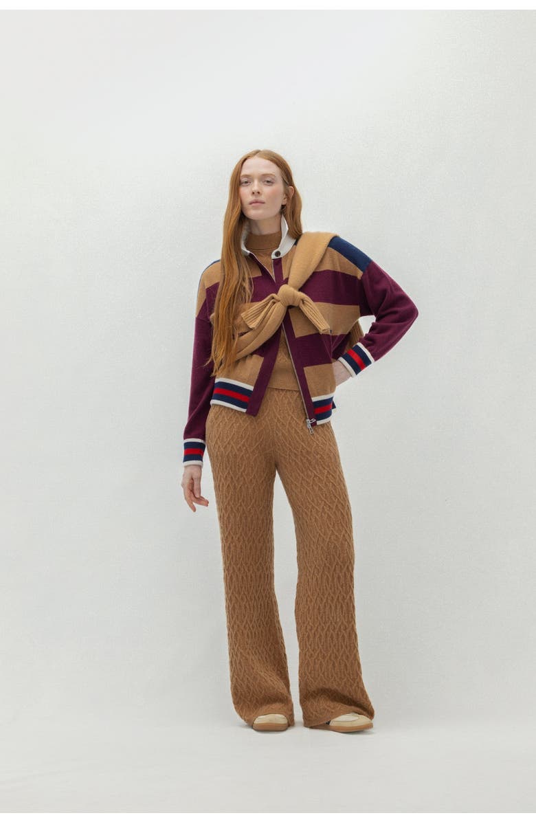 NAKED CASHMERE Cableknit Wide Leg Pant, Main, color, Haystack