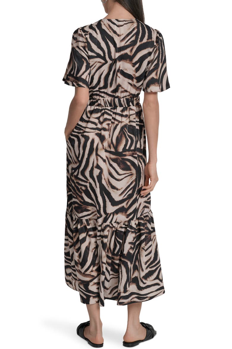 Print V-Neck Maxi Dress, Alternate, color, BLURRED ZEBRA