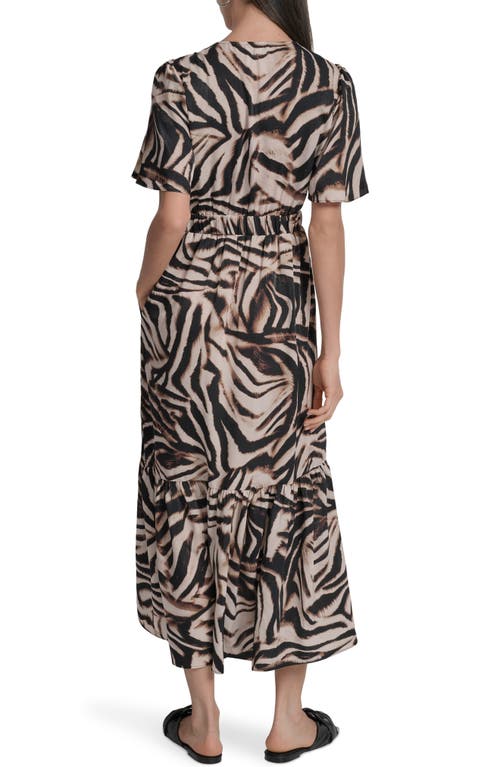 Dkny Print V-neck Maxi Dress In Black