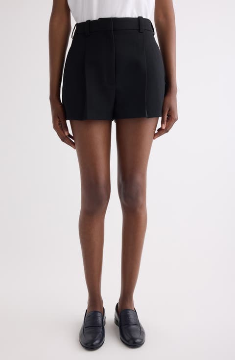 Pleated Wool Grain de Poudre Shorts