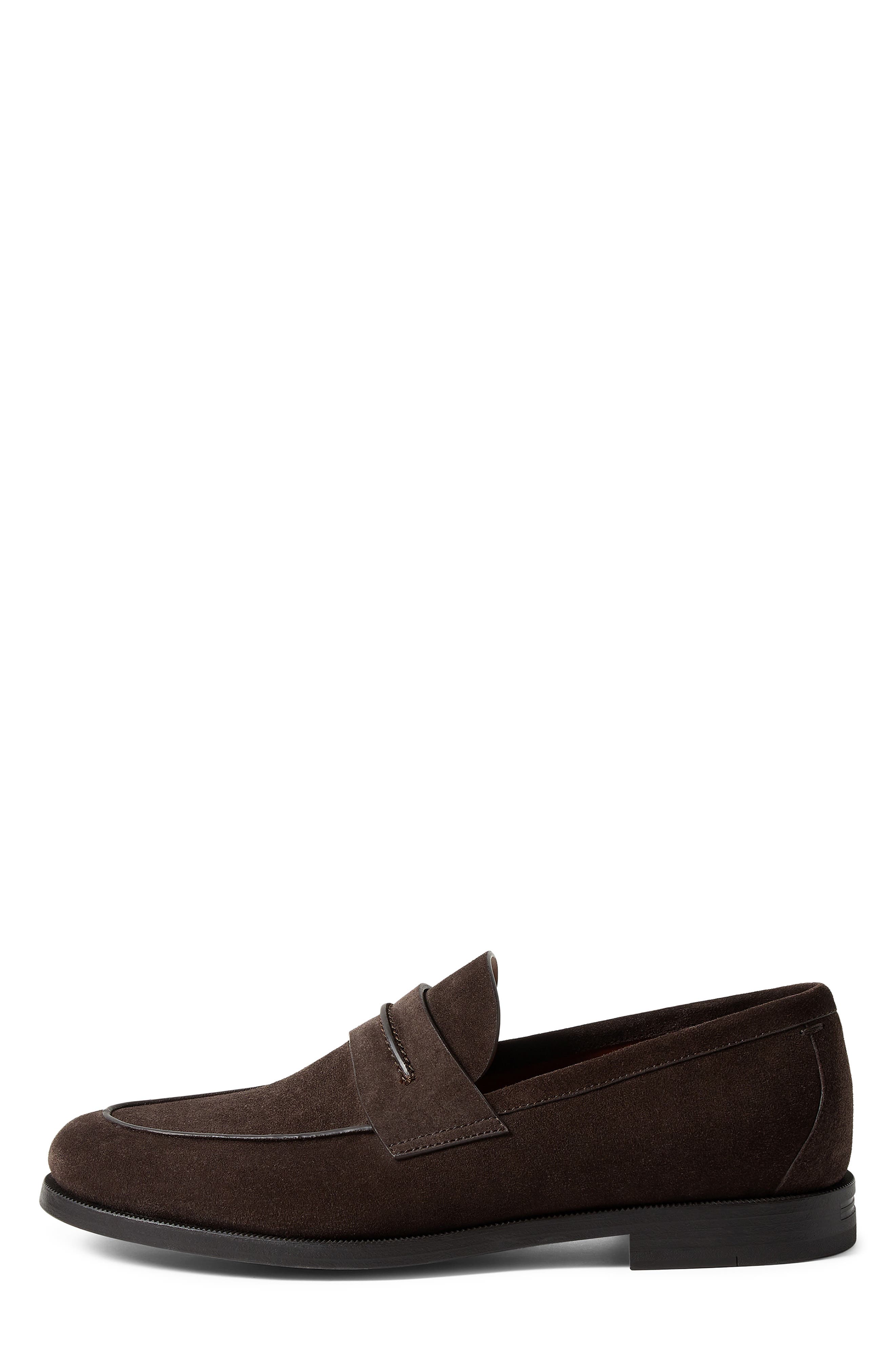 ZEGNA Suede Driving Loafer, Alternate, color, Dark Brown