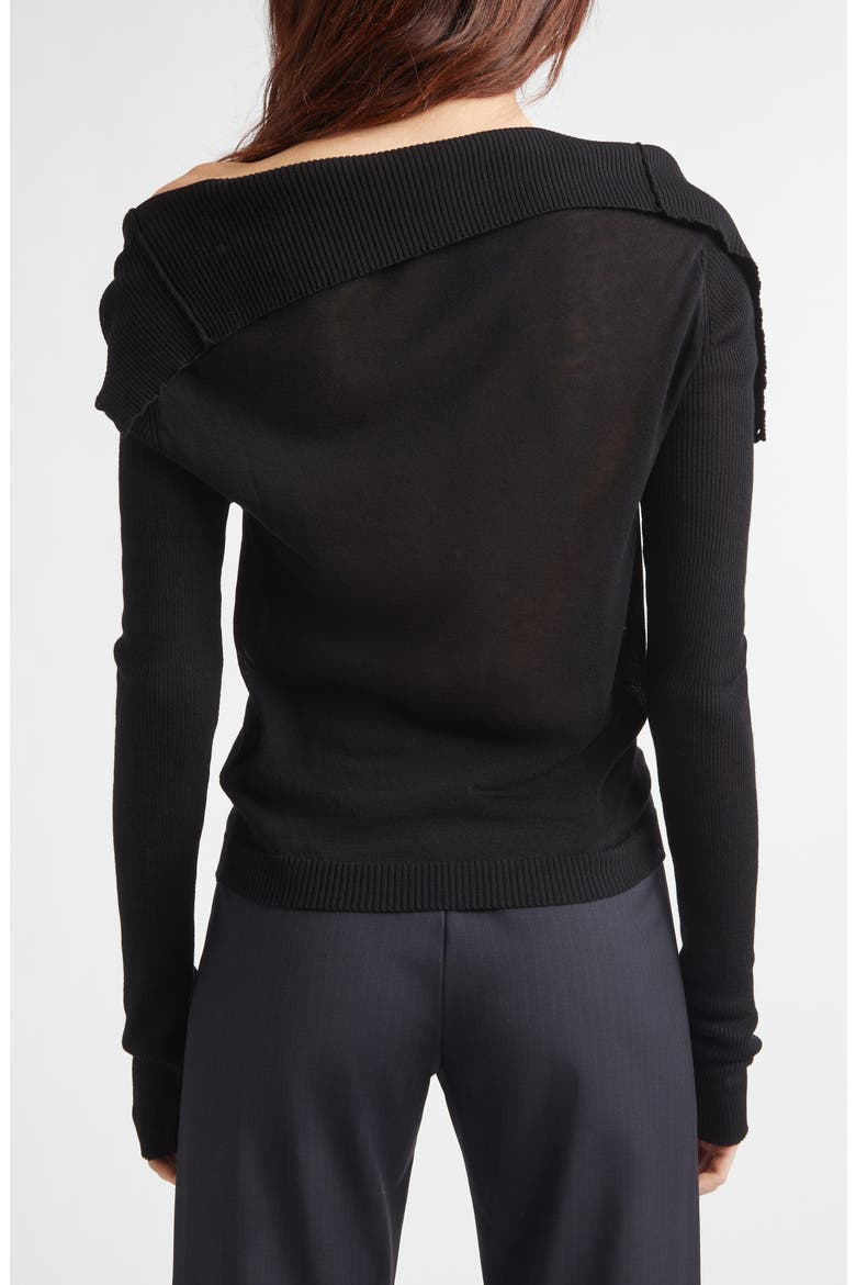 Igna Diagonal Button Sweater, Alternate, color, BLACK