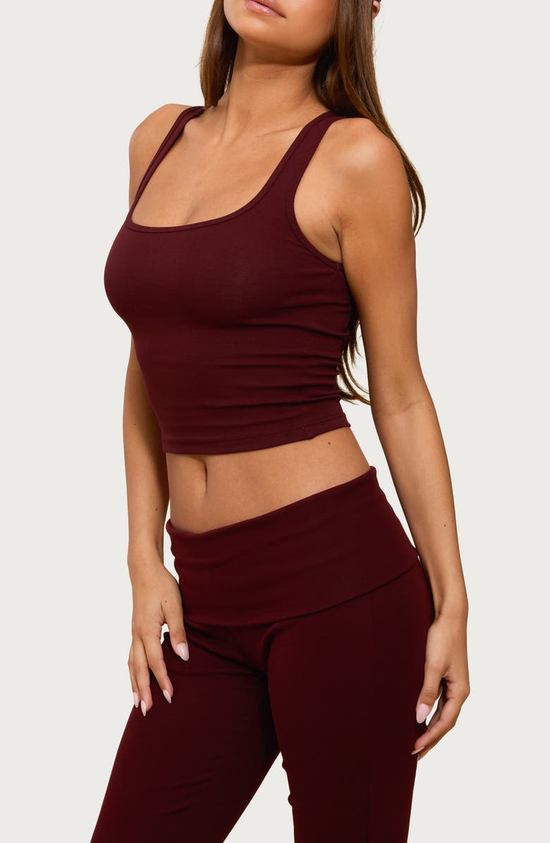 EDIKTED Linda Rib Crop Tank, Alternate, color, Burgundy