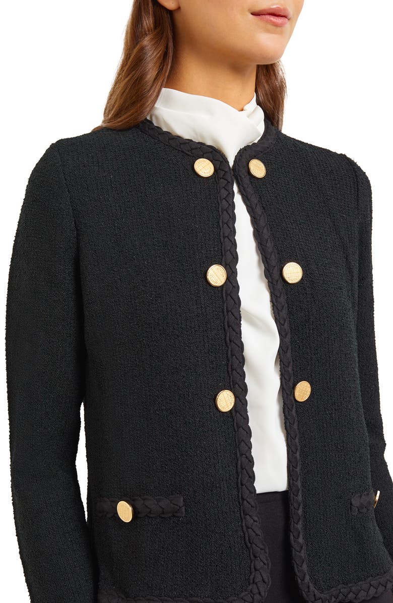 Misook Braided Trim Tweed Jacket, Alternate, color,