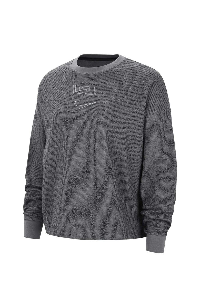 Nike Women's Nike Gray LSU Tigers Yoga Pullover Sweatshirt, Alternate, color, 